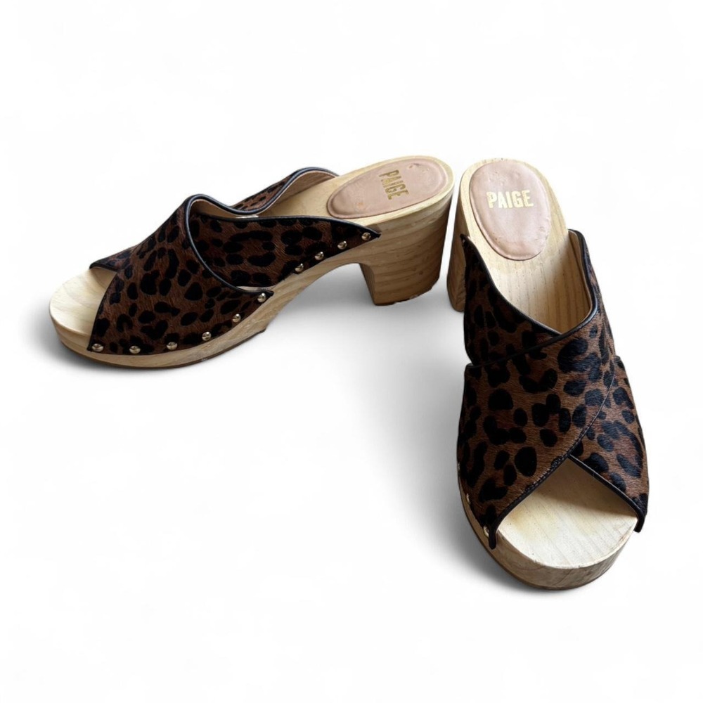 PAIGE‎ Leopard Wooden Heel Sandals